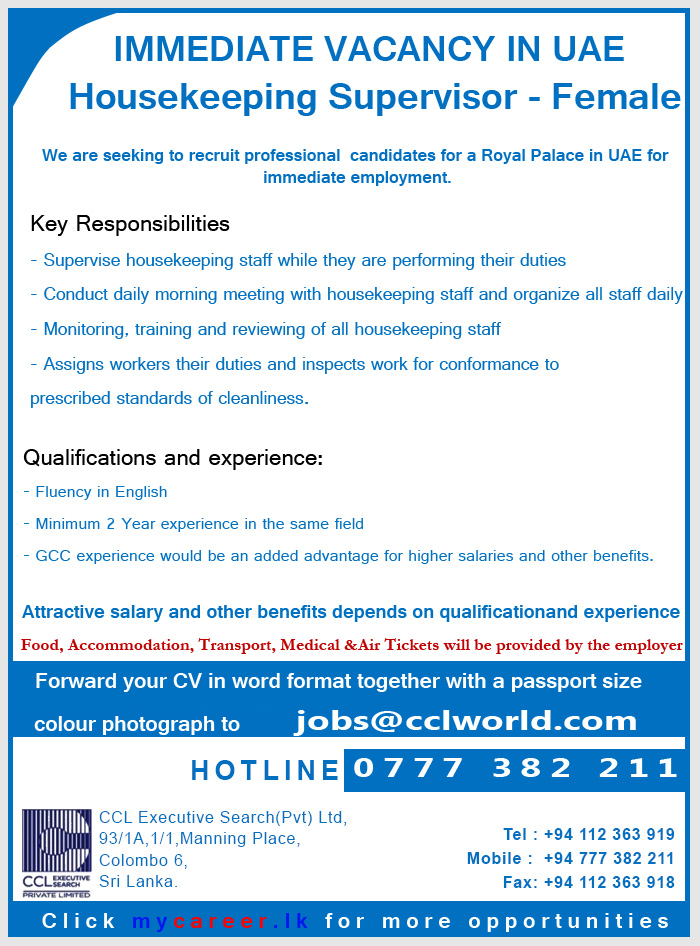 Housekeeping Supervisor Female