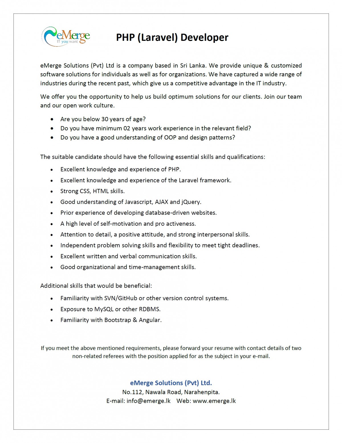 PHP Laravel Developer