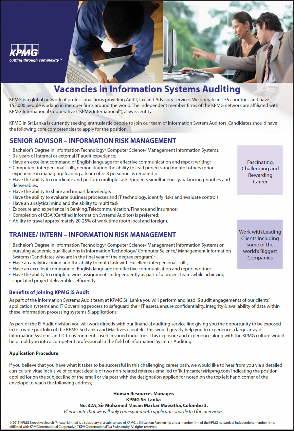 Vacancies In Information Systems Auditing