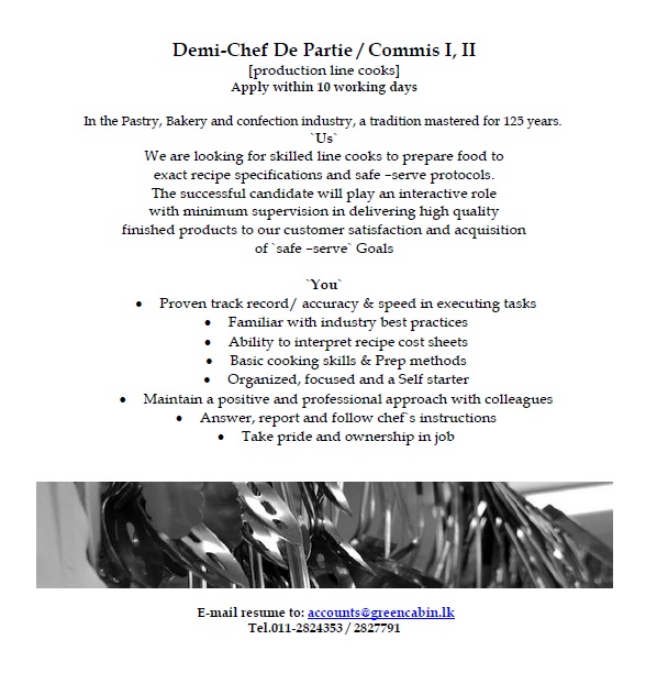 Demi Chef De Partie Commis I II