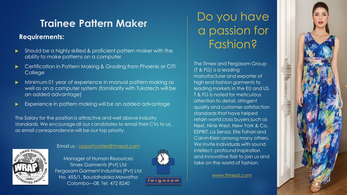 Trainee pattern maker