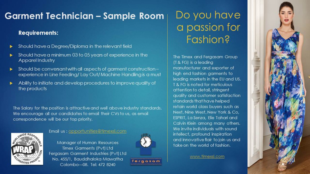 Garment Technician (Sample Room)