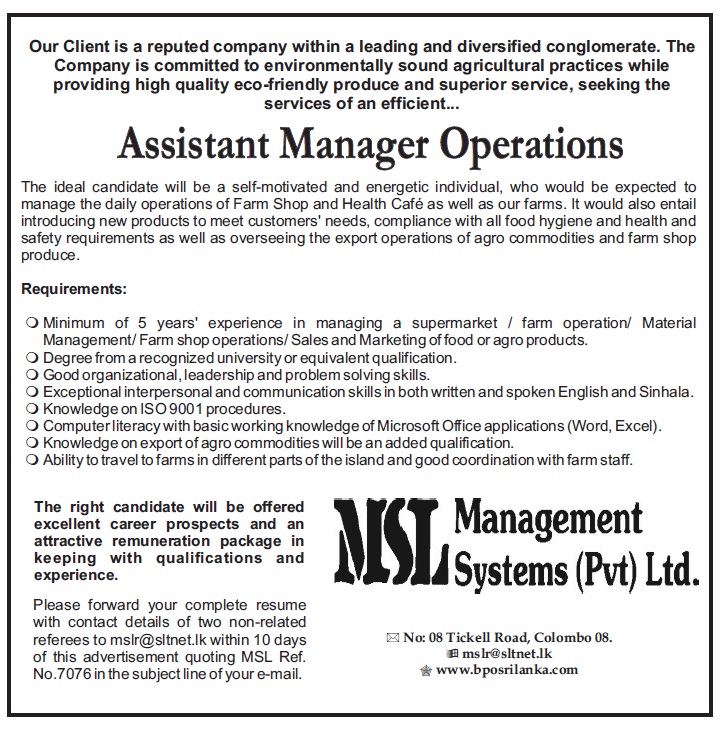 Assistant Manager Operations