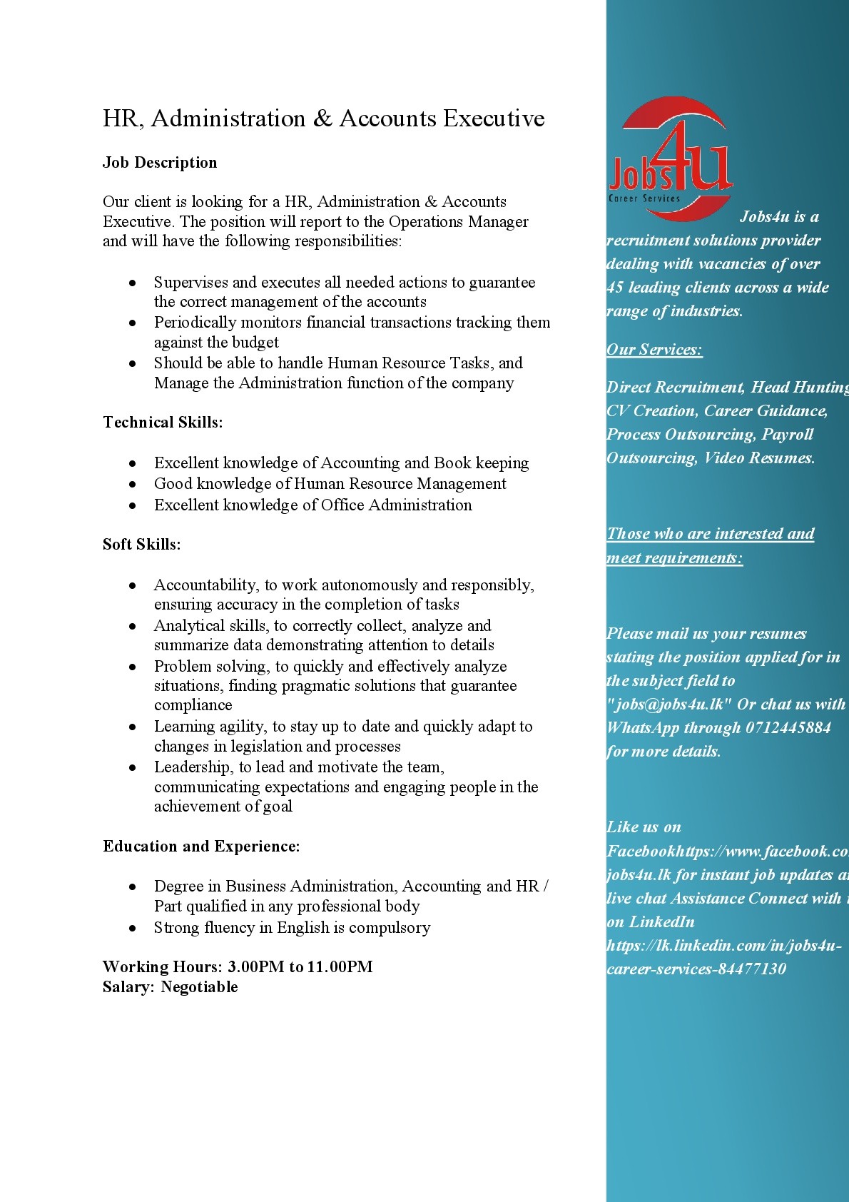 job description our client is looking for a hr administration accounts executive education and experience degree in business administration - Job Description Of Business Administration job description our client is looking for a hr administration accounts executive education and experience degree in business administration - Job Description Of Business Administration