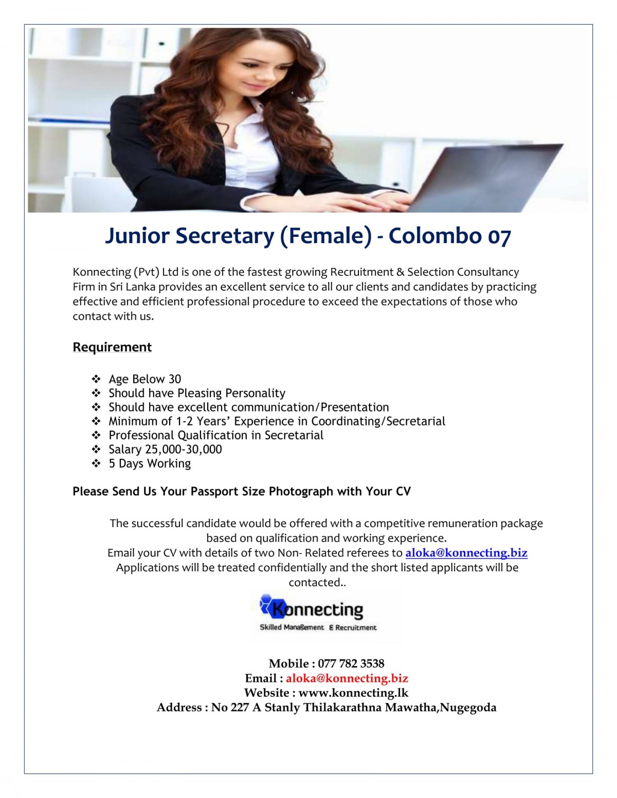 Junior Secretary Female 