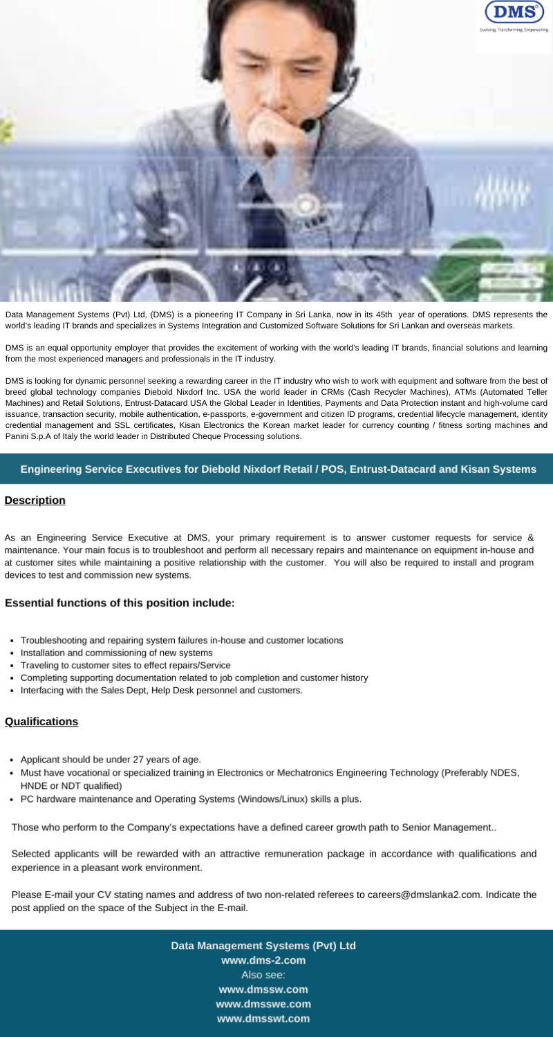 Engineering Service Executives for Diebold Nixdorf Retail / POS